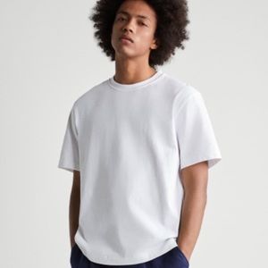 Zara Men’s Round Neck Heavyweight Short Sleeve White Cotton T-Shirt SZ M
